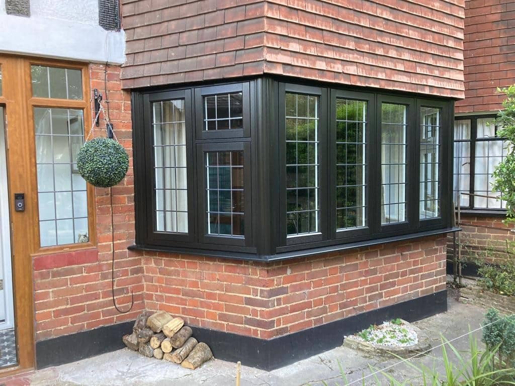 Modern Black UPVC Bay Window Exterior Installation