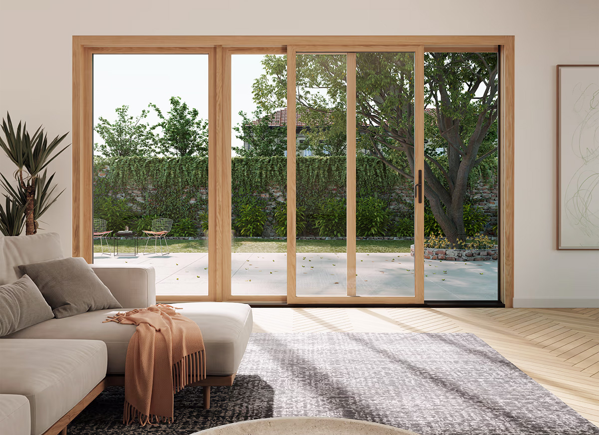 Rustic Oak UPVC Lift Slide Door - Interior View