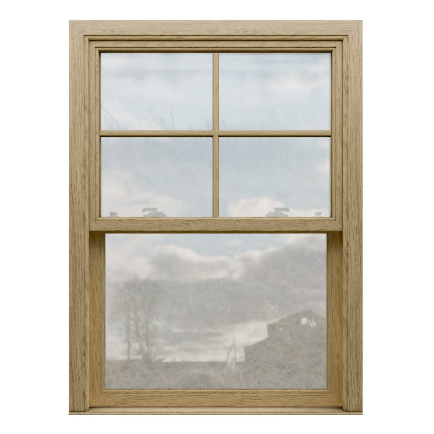 Rustic Oak UPVC Vertical Slider Sash Window - Natural Wood Texture