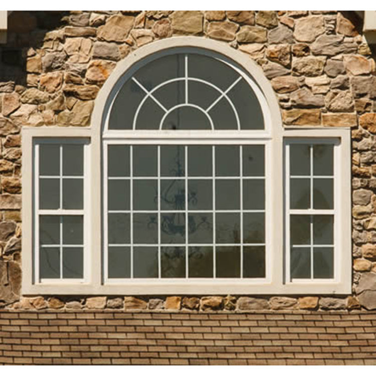 UPVC Arch Window with Stone Exterior - Classic Architecture