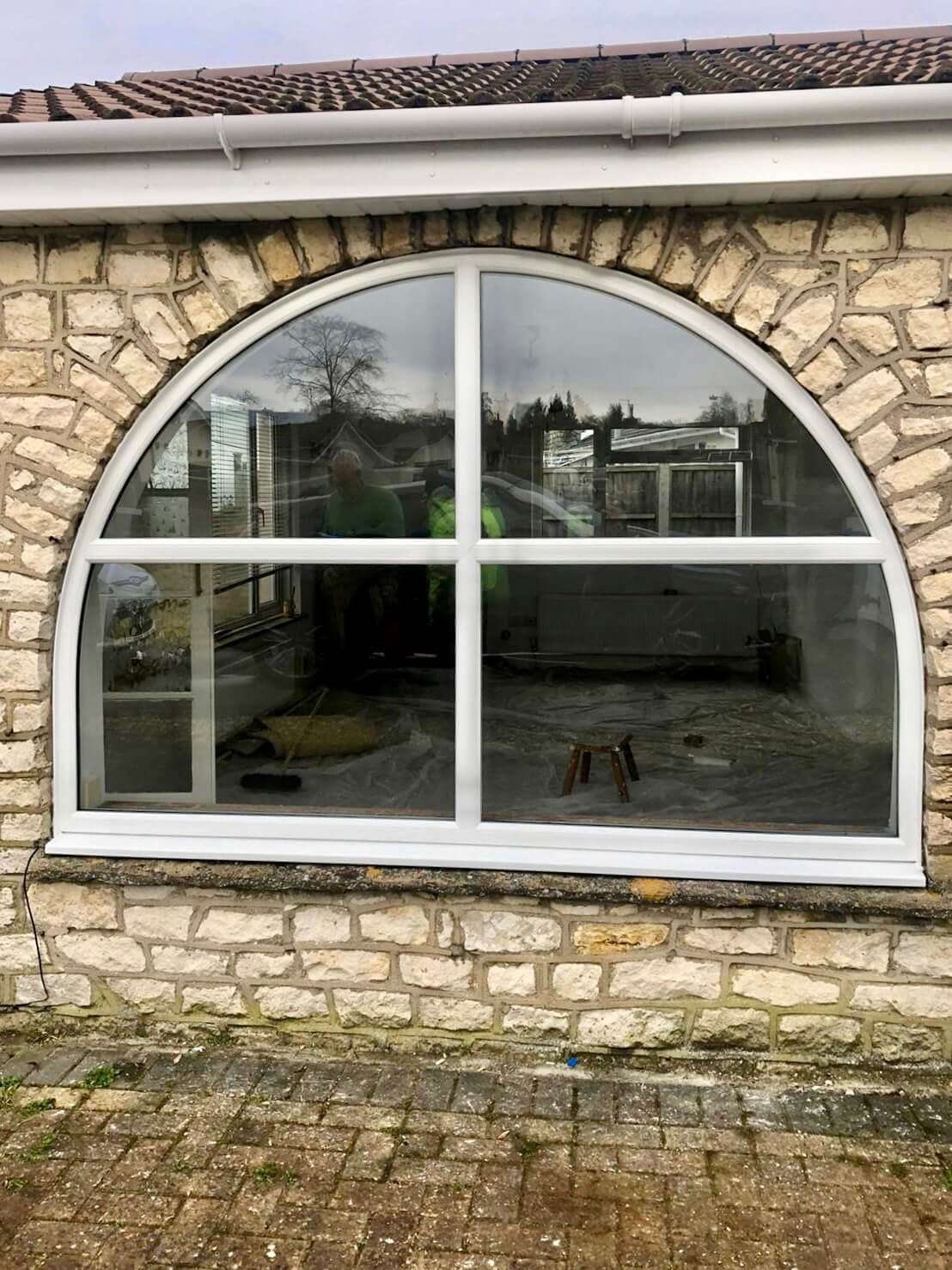 UPVC Arch Window Stone Wall Installation - Heritage Design
