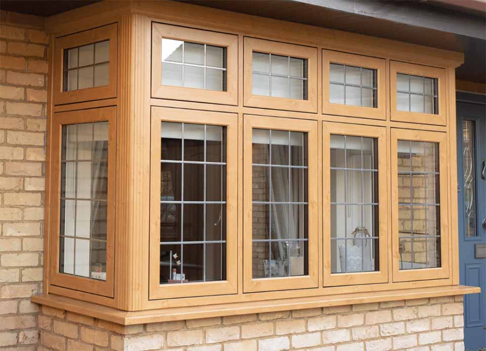 UPVC Bay Window Golden Oak Finish